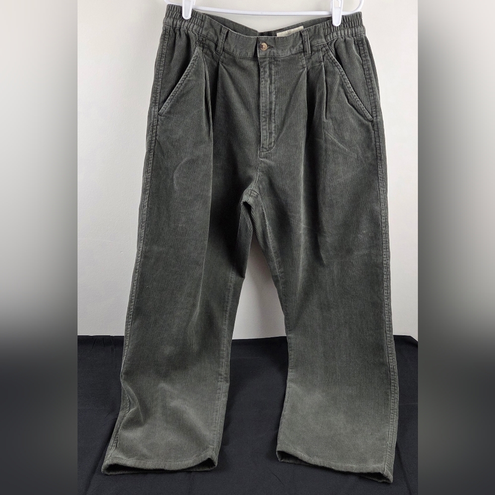Vtg Eddie Bauer Corduroy Pants Mens 38x30 Green Relaxed Fit Straight Leg Cotton